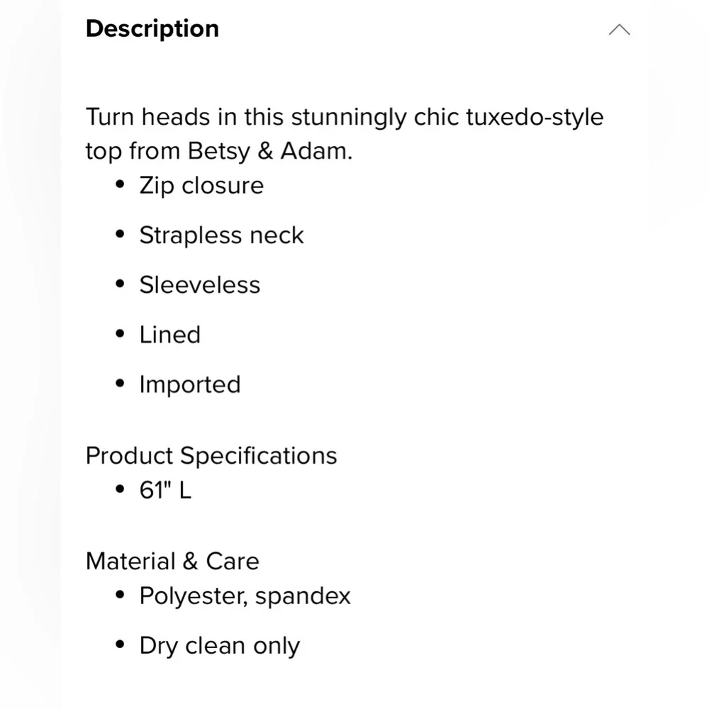 NEW Betsy & Adam Strapless Tuxedo Gown – Black | Size 14